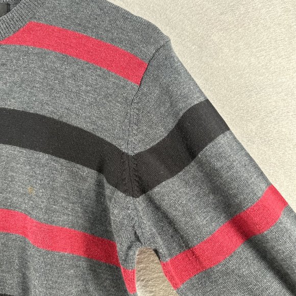 Marq Athletic Fit Mens Striped Sweater Medium Gray Crew Neck Relax Fit Casual - Picture 5 of 16